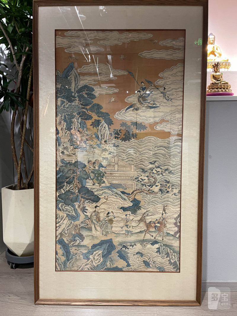清乾隆 缂丝群仙祝寿图挂屏 - 图2